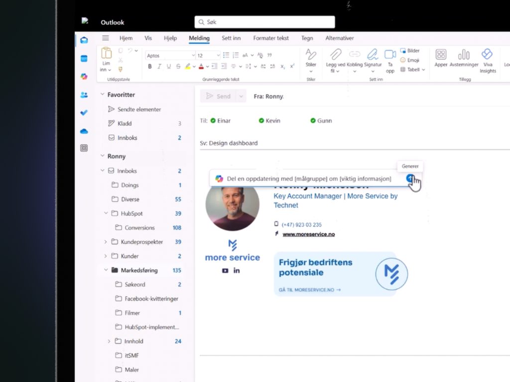 En Copilot-funksjon i Outlook