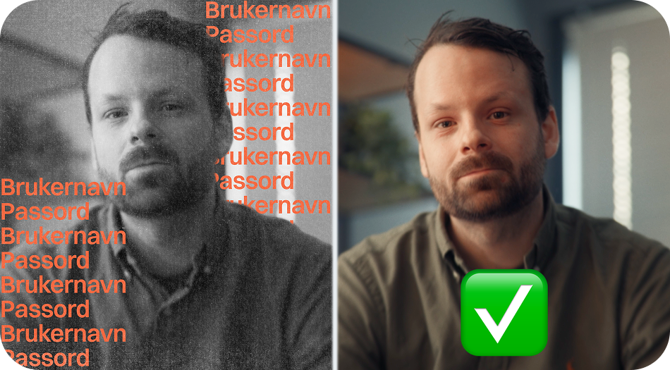 Ser bilde av en som stadig glemmer passord, og en som aldri trenger å huske på passord